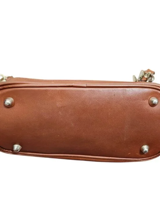 Divina Firenze Brown Genuine Leather Shoulder Bag Made In Italy Small Zip Purse - Picture 6 of 12